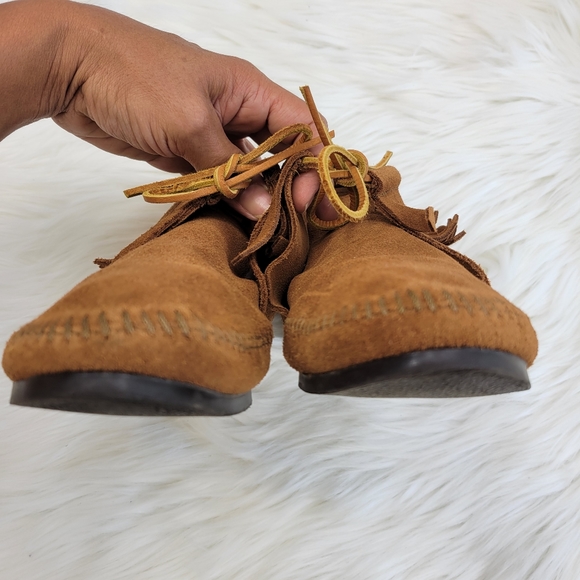Minnetonka suede leather tassle lace up mocassins flat oxfords - Picture 2 of 9